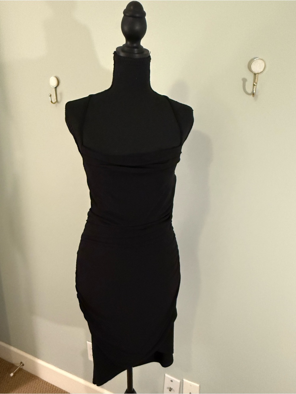 Leith Black Spaghetti Strap Ruched Bodycon Dress